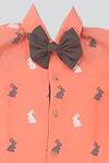 Shop Little Brats Peach Handloom , Printed Shirt at Aza Fashions Shop_Little Brats_Peach Handloom , Printed Shirt _at_Aza_Fashions