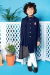 Buy_LITTLE BOYS CLOSET_Blue Pants Suiting Draped Sherwani And Set _at_Aza_Fashions