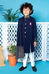 Shop_LITTLE BOYS CLOSET_Blue Pants Suiting Draped Sherwani And Set _at_Aza_Fashions