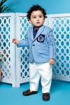 Buy_Little Boys Closet_Blue Houndstooth Tuxedo And Pant Set_at_Aza_Fashions