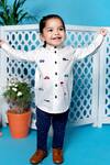 Buy_Little Boys Closet by Gunjan Khanijou_White Embroidered Shirt For Boys_Online_at_Aza_Fashions