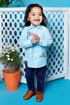 Buy_Little Boys Closet by Gunjan Khanijou_Blue Checkered Shirt For Boys_at_Aza_Fashions