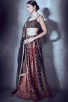 Buy_RI.Ritu Kumar_Black Silk Chanderi Round Neck Bridal Lehenga Set _at_Aza_Fashions