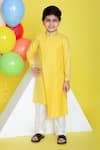 Buy Little Boys Closet Yellow Cotton, Silk Embroidery Kurta Pyjama Set at Aza Fashions Buy_Little Boys Closet_Yellow Cotton, Silk Embroidery Kurta Pyjama Set _at_Aza_Fashions