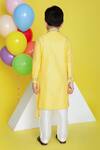 Shop Little Boys Closet Yellow Cotton, Silk Embroidery Kurta Pyjama Set at Aza Fashions Shop_Little Boys Closet_Yellow Cotton, Silk Embroidery Kurta Pyjama Set _at_Aza_Fashions
