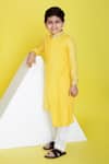 Little Boys Closet Yellow Cotton, Silk Embroidery Kurta Pyjama Set Online at Aza Fashions Little Boys Closet_Yellow Cotton, Silk Embroidery Kurta Pyjama Set _Online_at_Aza_Fashions