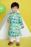 Buy_Little Boys Closet_Green Cotton Kurta Pyjama Set_at_Aza_Fashions