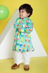 Shop_Little Boys Closet_Green Cotton Kurta Pyjama Set_Online_at_Aza_Fashions
