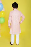 Shop_LITTLE BOYS CLOSET_Pink Georgette Embroidery Thread And Mirror Kurta Pyjama Set _at_Aza_Fashions