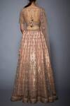 Shop_RI.Ritu Kumar_Pink Net V-shaped Neckline Embroidered Bridal Lehenga Set _at_Aza_Fashions
