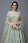 Shop RI.Ritu Kumar Blue Net Leaf Neck Embellished Bridal Lehenga Set Online at Aza Fashions Shop_RI.Ritu Kumar_Blue Net Leaf Neck Embellished Bridal Lehenga Set _Online_at_Aza_Fashions