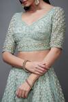 RI.Ritu Kumar Blue Net Leaf Neck Embellished Bridal Lehenga Set at Aza Fashions RI.Ritu Kumar_Blue Net Leaf Neck Embellished Bridal Lehenga Set _at_Aza_Fashions