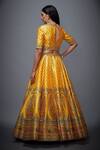 Shop_RI.Ritu Kumar_Yellow Polyester Dupion V Neck Floral Print Bridal Lehenga Set _at_Aza_Fashions