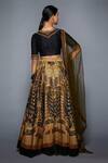Shop_RI.Ritu Kumar_Black Poly Dupion Round Embellished Lehenga Set_at_Aza_Fashions