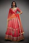 Buy_RI.Ritu Kumar_Red Polyester Dupion U Neck Embroidered Bridal Lehenga Set _at_Aza_Fashions