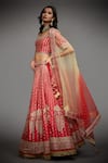 Buy_RI.Ritu Kumar_Red Polyester Dupion U Neck Embroidered Bridal Lehenga Set _Online_at_Aza_Fashions