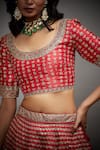 RI.Ritu Kumar_Red Polyester Dupion U Neck Embroidered Bridal Lehenga Set _at_Aza_Fashions