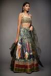 RI.Ritu Kumar_Green Lehenga Polyester Blouse Silk Lining Viscose Printed Bridal Set_Online_at_Aza_Fashions