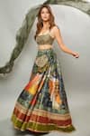 Buy_RI.Ritu Kumar_Green Lehenga Polyester Blouse Silk Lining Viscose Printed Bridal Set_at_Aza_Fashions