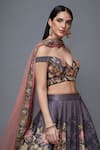 Shop_RI.Ritu Kumar_Black Poly Dupion V Neck Floral Print Lehenga Set _Online_at_Aza_Fashions