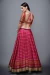 Shop_RI.Ritu Kumar_Pink Poly Dupion Leaf Neck Striped Lehenga Set_at_Aza_Fashions