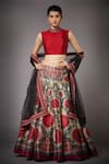 Buy_RI.Ritu Kumar_Beige Lehenga Polyester Lining Viscose Blouse Silk Printed Panelled Set _at_Aza_Fashions