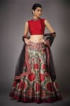 Buy_RI.Ritu Kumar_Beige Lehenga Polyester Lining Viscose Blouse Silk Printed Panelled Set _Online_at_Aza_Fashions