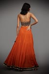 Shop_RI.Ritu Kumar_Orange Rayon Crepe Halter Neck Embroidered Lehenga Set _at_Aza_Fashions