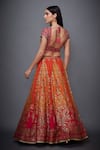 Shop_RI.Ritu Kumar_Orange Silk Chinon Square Neck Embroidered Lehenga Set _at_Aza_Fashions