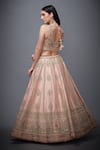 Shop_RI.Ritu Kumar_Peach Silk Dupion Leaf Neck Embroidered Bridal Lehenga Set _at_Aza_Fashions