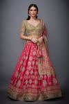 Shop_RI.Ritu Kumar_Fuchsia Silk Dupion Embroidered Floral And Agora Jasmine Bridal Lehenga Set _Online_at_Aza_Fashions