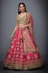 Buy_RI.Ritu Kumar_Fuchsia Silk Dupion Embroidered Floral And Agora Jasmine Bridal Lehenga Set _at_Aza_Fashions