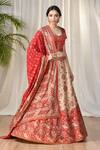 Buy_RI.Ritu Kumar_Red Silk Dupion Round Embroidered Bridal Lehenga Set _at_Aza_Fashions