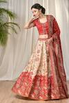 RI.Ritu Kumar_Red Silk Dupion Round Embroidered Bridal Lehenga Set _Online_at_Aza_Fashions