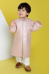 Buy_LITTLE BOYS CLOSET_Pink Silk Embroidery Thread And Sequin Sherwani Pyjama Set _at_Aza_Fashions