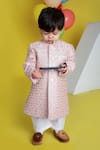 Buy_LITTLE BOYS CLOSET_Pink Silk Embroidery Thread And Sequin Sherwani Pyjama Set _Online_at_Aza_Fashions