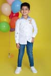 Buy_LITTLE BOYS CLOSET_White Cotton Embroidery Thread Shirt _at_Aza_Fashions