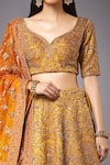 RI.Ritu Kumar_Yellow Lehenga And Blouse Silk Lining & Dupatta Brocade Jamawar Bridal Set _at_Aza_Fashions