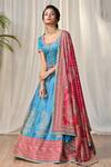 Buy_RI.Ritu Kumar_Blue Viscose Silk Lehenga Set_at_Aza_Fashions