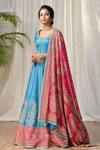 RI.Ritu Kumar_Blue Viscose Silk Lehenga Set_Online_at_Aza_Fashions