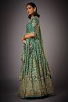 RI.Ritu Kumar_Green Silk Satin Round Embroidered Bridal Lehenga Set _Online_at_Aza_Fashions