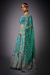 RI.Ritu Kumar_Blue Silk Round Embroidered Bridal Lehenga Set _Online_at_Aza_Fashions