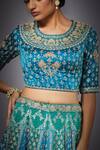 Shop_RI.Ritu Kumar_Blue Silk Round Embroidered Bridal Lehenga Set _Online_at_Aza_Fashions