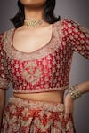 Shop RI.Ritu Kumar Red Silk Satin Round Embroidered Bridal Lehenga Set Online at Aza Fashions Shop_RI.Ritu Kumar_Red Silk Satin Round Embroidered Bridal Lehenga Set _Online_at_Aza_Fashions