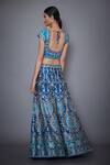 Shop_RI.Ritu Kumar_Blue Silk Satin Sweetheart Neck Embroidered Bridal Lehenga Set _at_Aza_Fashions