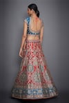 Shop RI.Ritu Kumar Blue V Neck Silk Bridal Lehenga Set at Aza Fashions Shop_RI.Ritu Kumar_Blue V Neck Silk Bridal Lehenga Set _at_Aza_Fashions