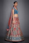 RI.Ritu Kumar Blue V Neck Silk Bridal Lehenga Set Online at Aza Fashions RI.Ritu Kumar_Blue V Neck Silk Bridal Lehenga Set _Online_at_Aza_Fashions