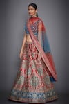 Buy RI.Ritu Kumar Blue V Neck Silk Bridal Lehenga Set Online at Aza Fashions Buy_RI.Ritu Kumar_Blue V Neck Silk Bridal Lehenga Set _Online_at_Aza_Fashions