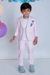 Buy_LITTLE BOYS CLOSET_Pink Seersucker Cotton Print Striped Suit Set _at_Aza_Fashions