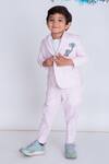 LITTLE BOYS CLOSET_Pink Seersucker Cotton Print Striped Suit Set _Online_at_Aza_Fashions